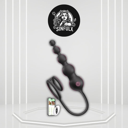 BeadCoreX Prostate Massager Cock Ring Beads App Remote 9 Modes - SinfulX - Personal Care > Sexual Wellness > Prostate Massager Cock Ring