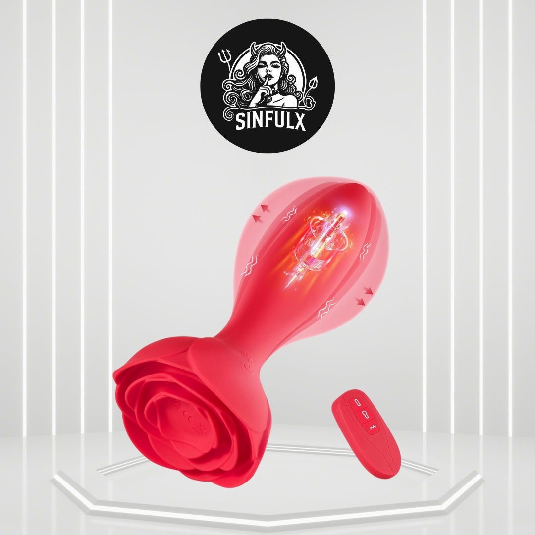 Remote Control Inflatable Rose Anal Vibrator - SinfulX