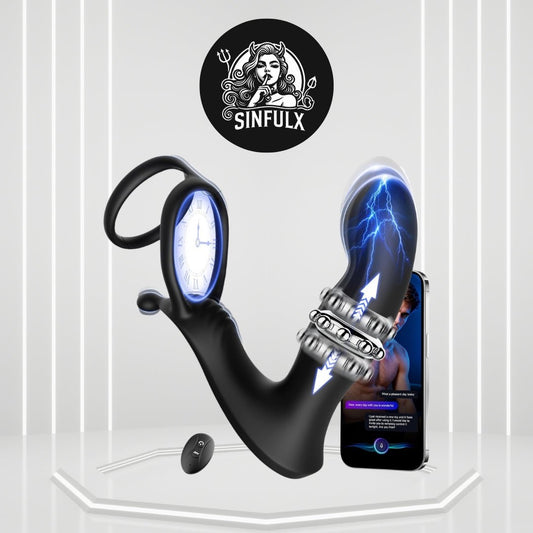 CoreSlide Prostate Massager Cock Ring 9 Modes Thrusting - SinfulX - Personal Care > Sexual Wellness > Prostate Massager Cock Ring