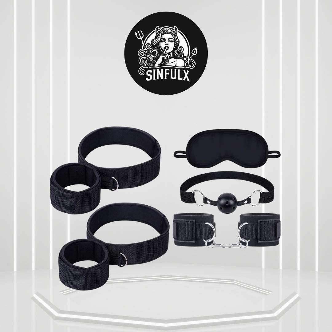 Adjustable BDSM Wrist and Thigh Ankle Cuffs Set_SinfulX_premium_sex_toys