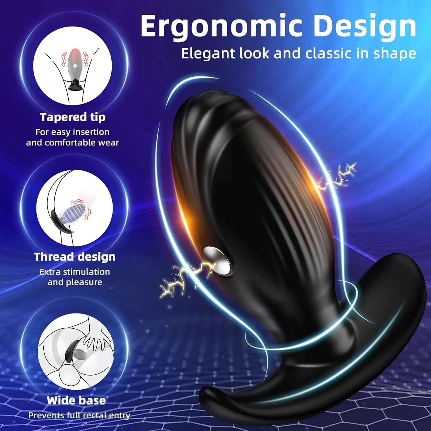 Electric Shock Vibrating Butt Plug with Remote SinfulX Electric Shock Vibrating Butt Plug with Remote SinfulX