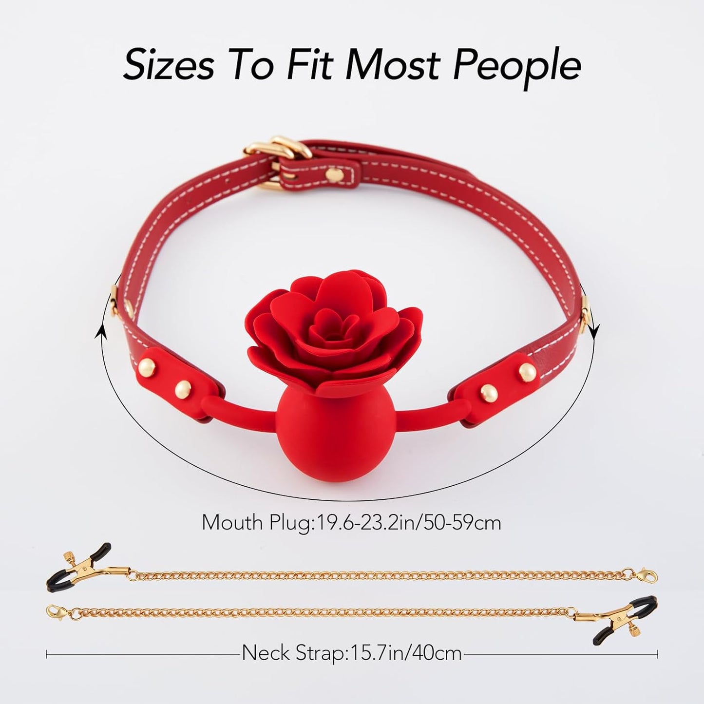Elegant Rose Ball Gag with Nipple Clip Restraint Set - SinfulX