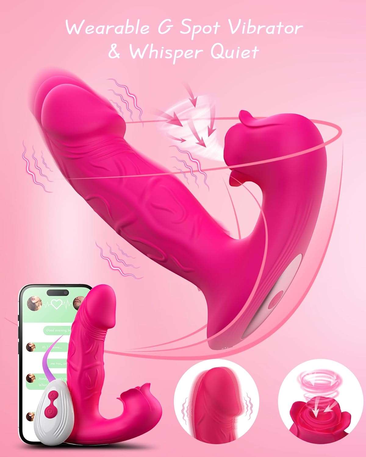 Remote Control Rose Clit Stimulation Dildo_SinfulX_premium_sex_toys