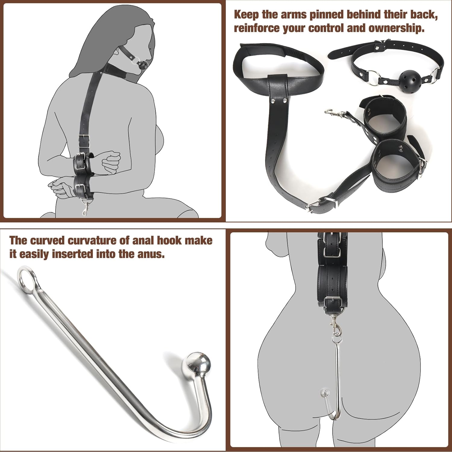 HushBound BDSM Bondage Kit with Anal Hook & Ball Gag SinfulX HushBound BDSM Bondage Kit with Anal Hook & Ball Gag SinfulX