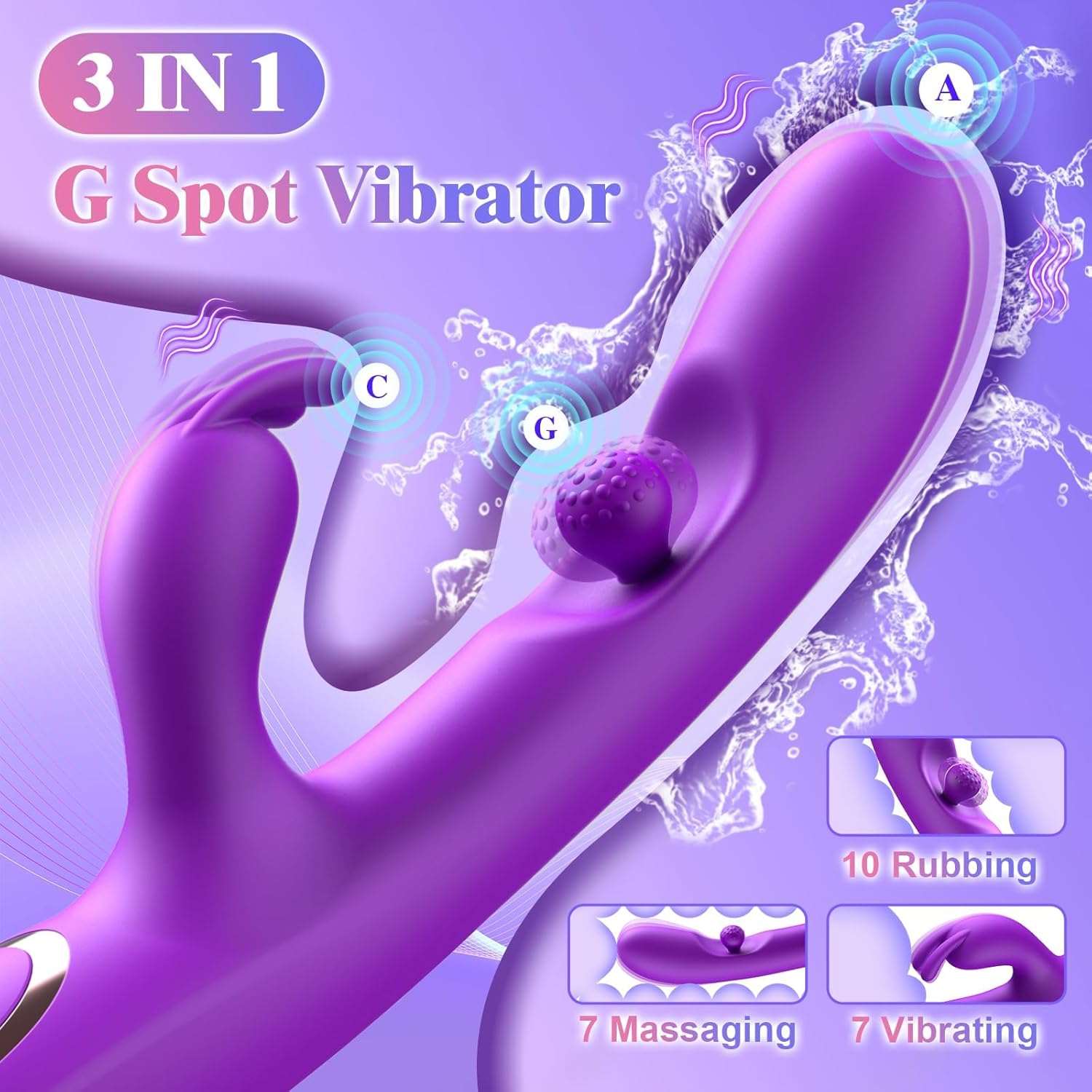 LustSpark G - Spot 360° Rotation Rabbit Dildo Vibrator - SinfulX