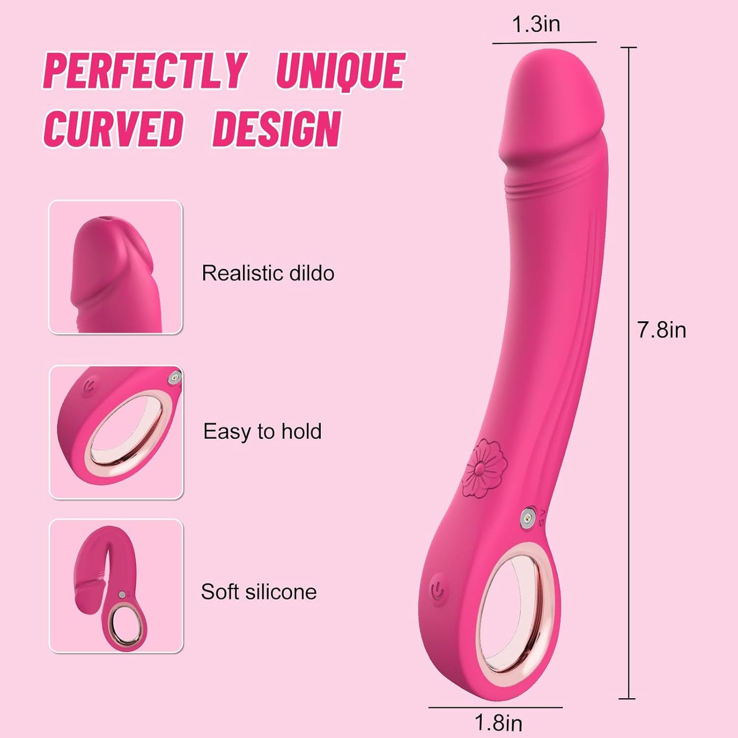 LuxePeak Ergonomic Ring Handle Dildo Vibrator - SinfulX