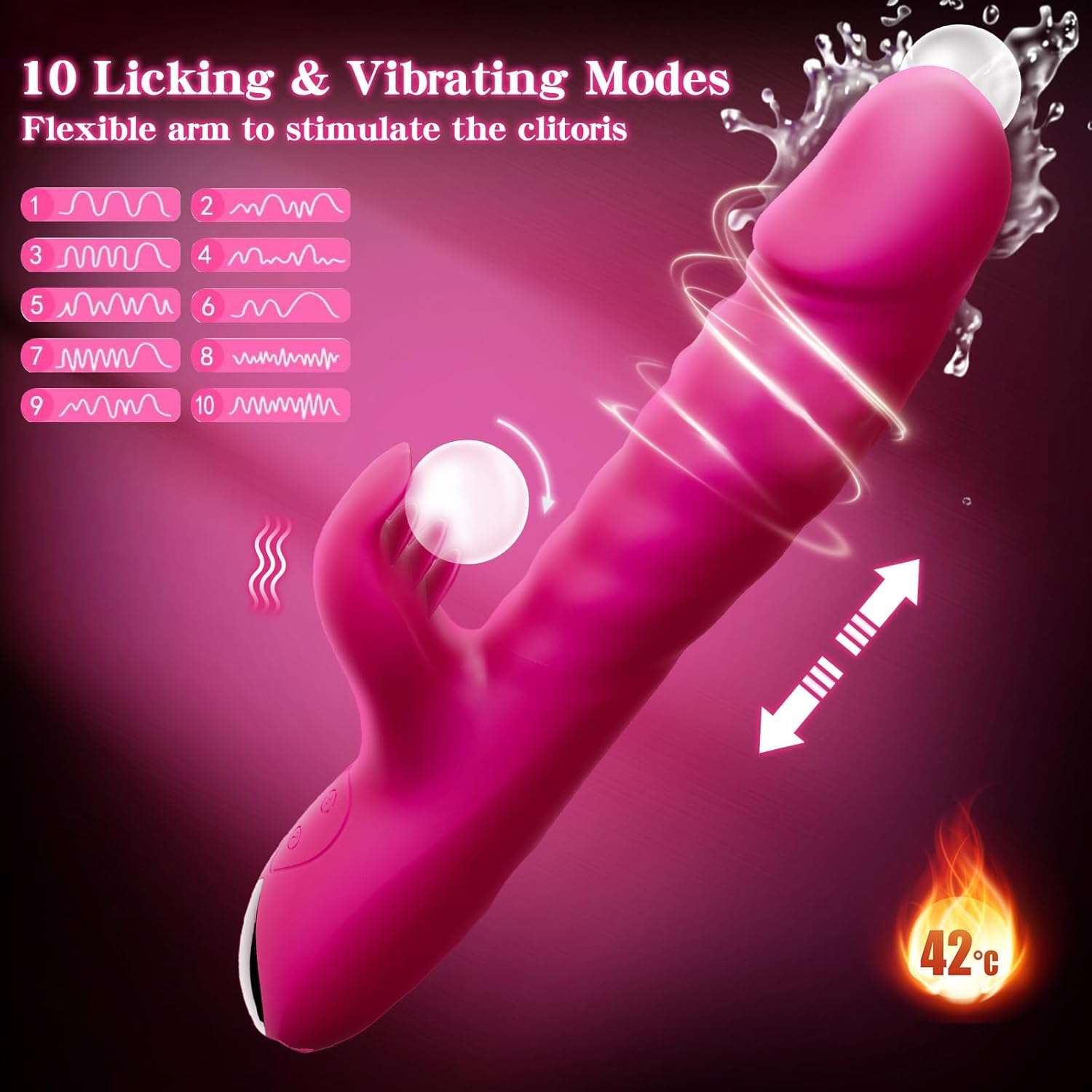 MotionRover Thrusting & Rotating Pleasure Dildo Vibrator - SinfulX
