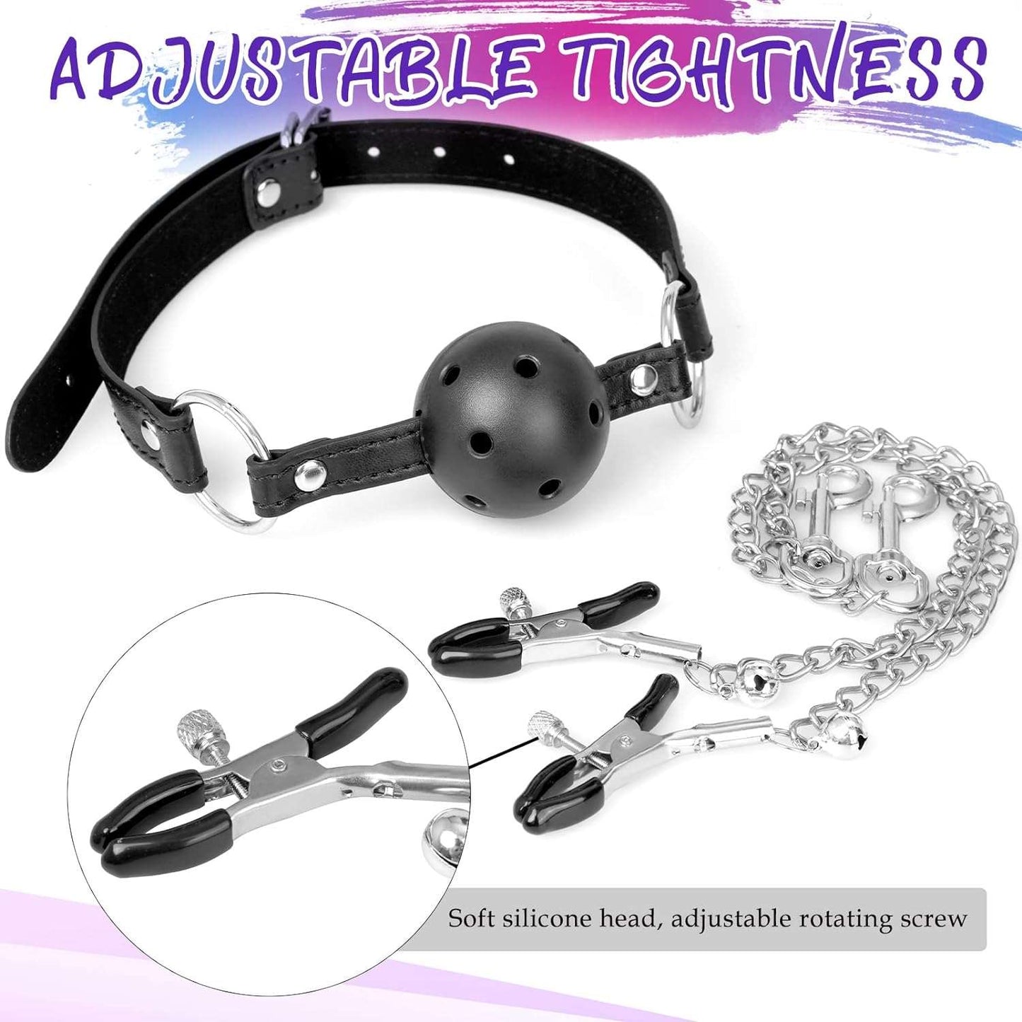NobleBond BDSM Nipple Clamps Gag Set - SinfulX