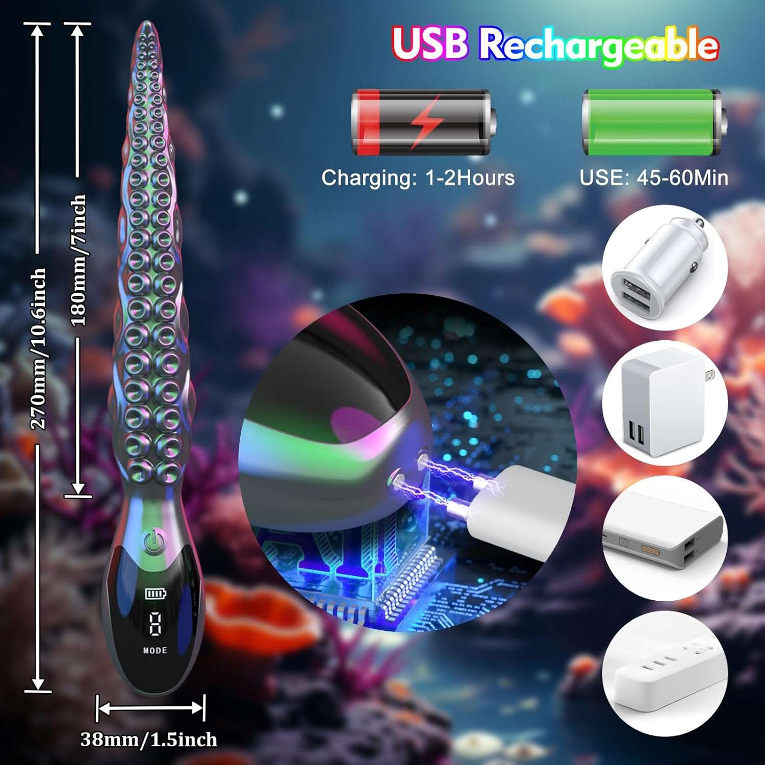OctoVibe Tentacle Dildo Vibrator with 9 Modes & LED SinfulX OctoVibe Tentacle Dildo Vibrator with 9 Modes & LED SinfulX