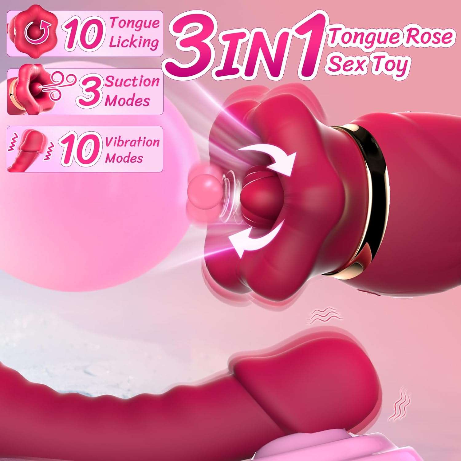 PetalPulse Rose Clitoral Sucking Dildo - SinfulX