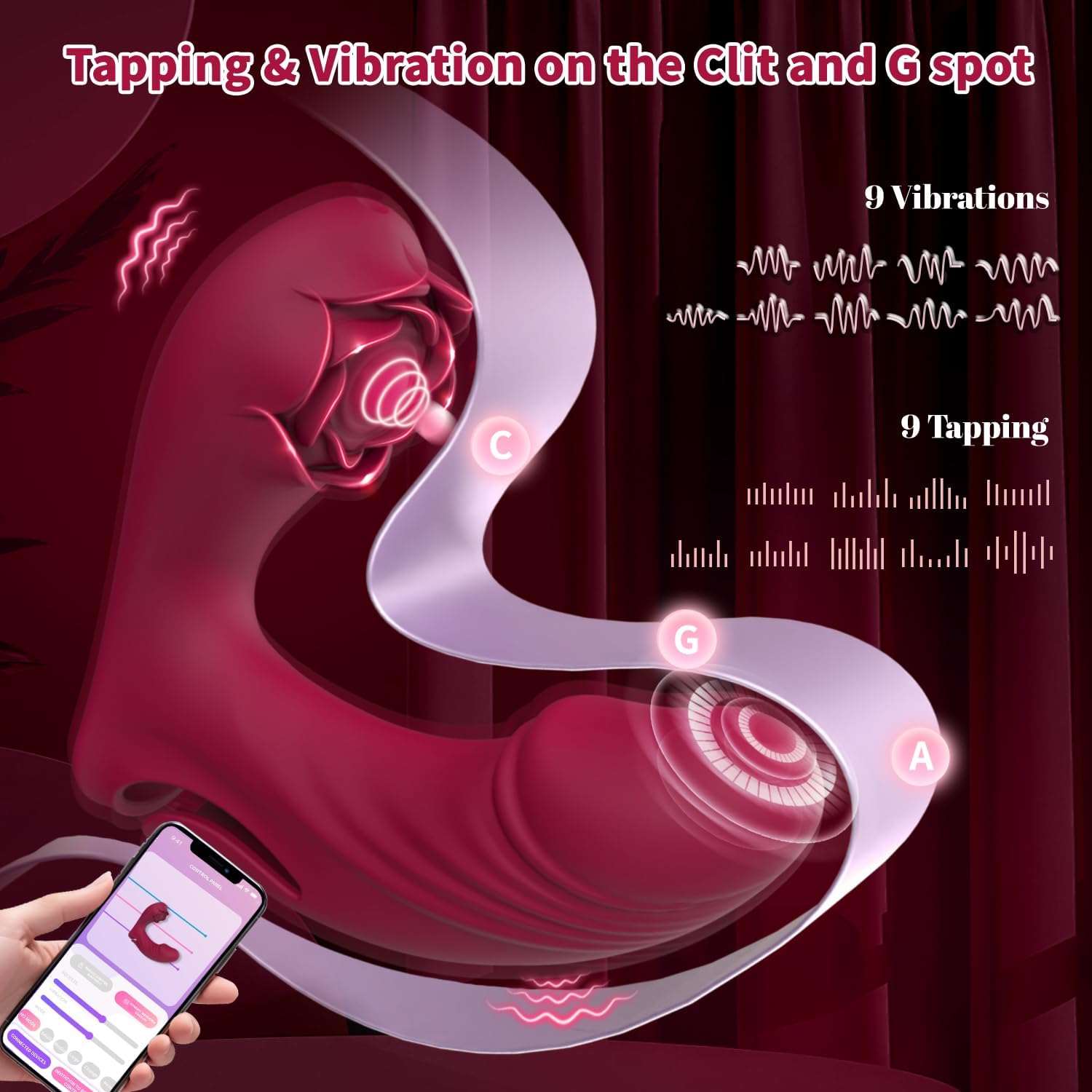 PulseTap Fingering Rose Dildo Vibrator - SinfulX