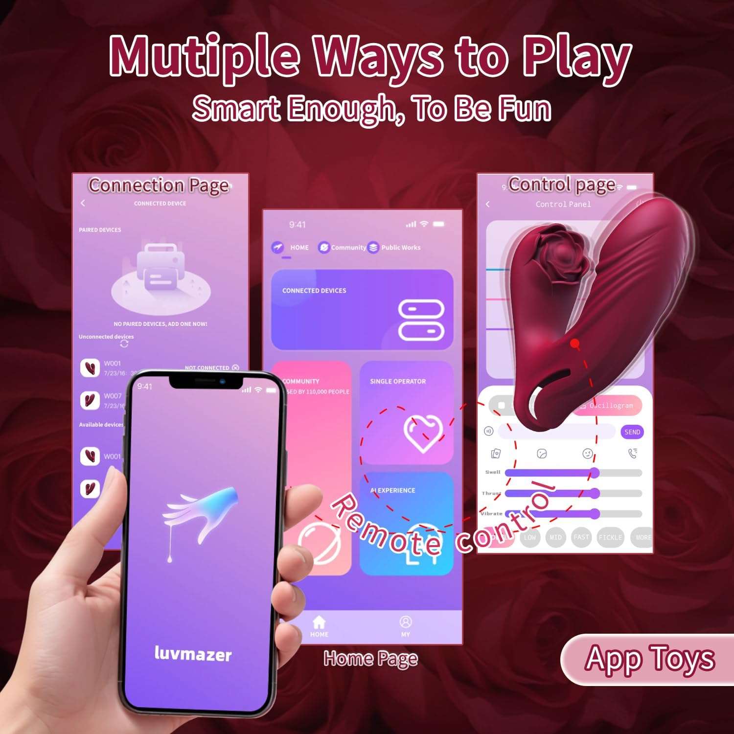 PulseTap Fingering Rose Dildo Vibrator - SinfulX