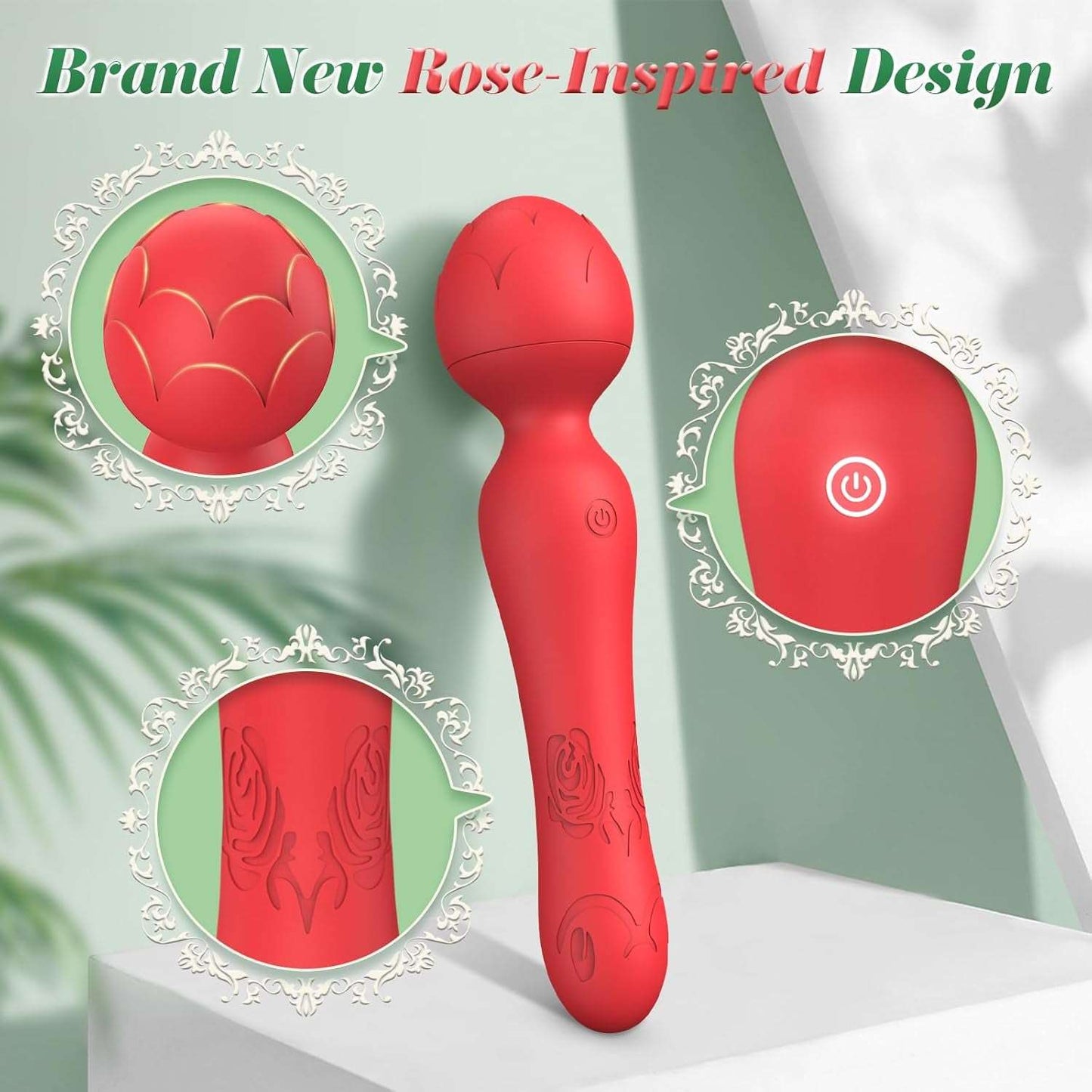 QueenVibe Rose Clit Stimulation Wand Vibrator - SinfulX