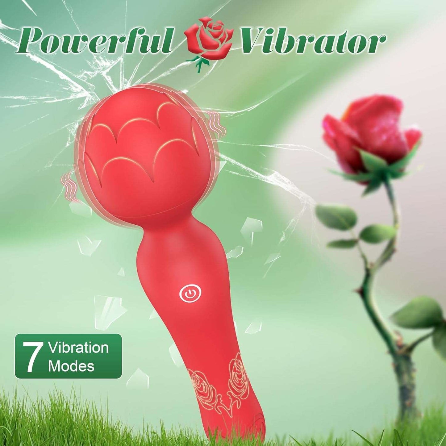 QueenVibe Rose Clit Stimulation Wand Vibrator - SinfulX
