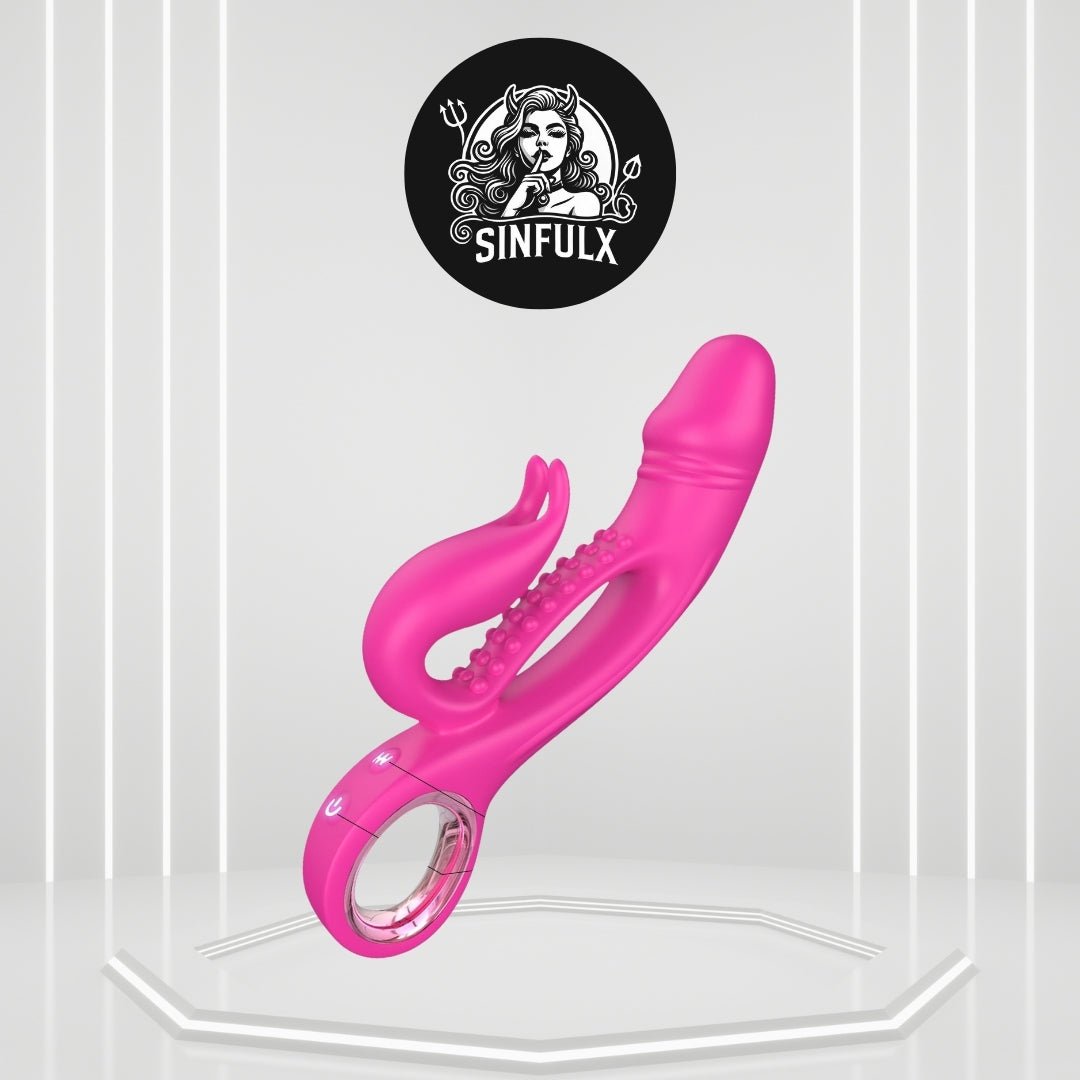 RabbitRush Enhanced Pleasure Dildo Vibrator Clit Massager - SinfulX