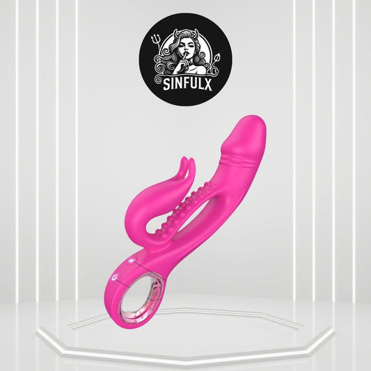 RabbitRush Enhanced Pleasure Dildo Vibrator Clit Massager - SinfulX