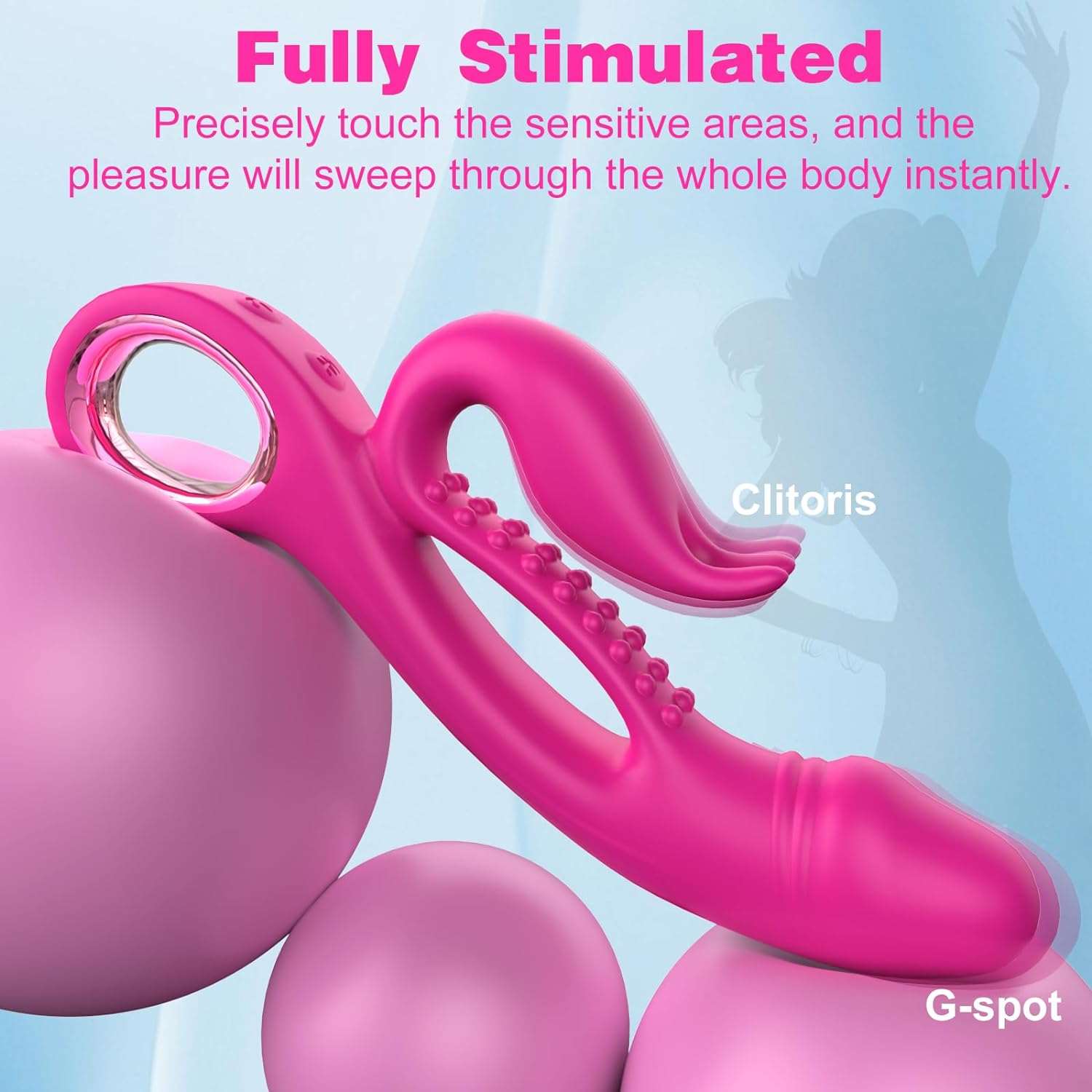 RabbitRush Enhanced Pleasure Dildo Vibrator Clit Massager - SinfulX