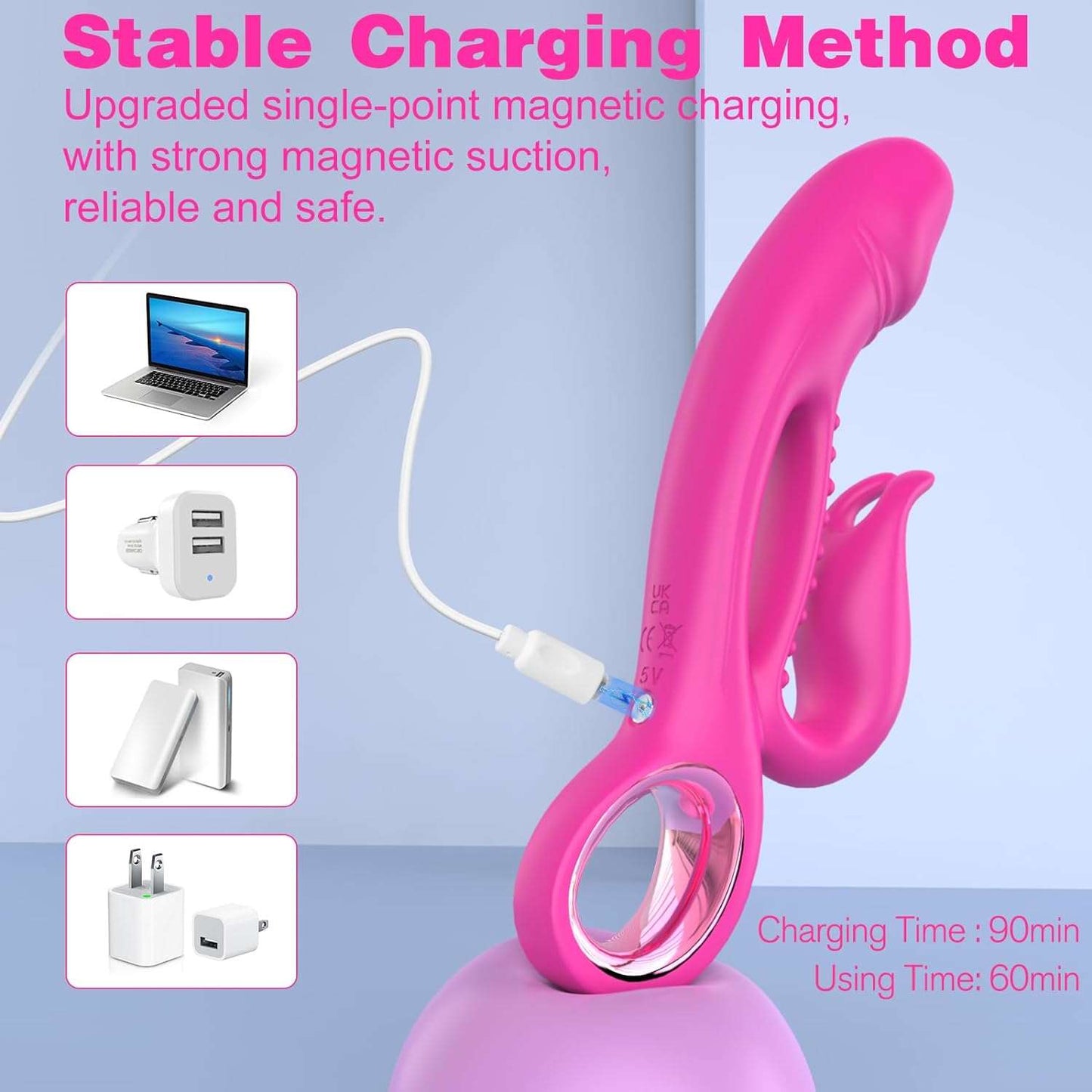 RabbitRush Enhanced Pleasure Dildo Vibrator Clit Massager - SinfulX