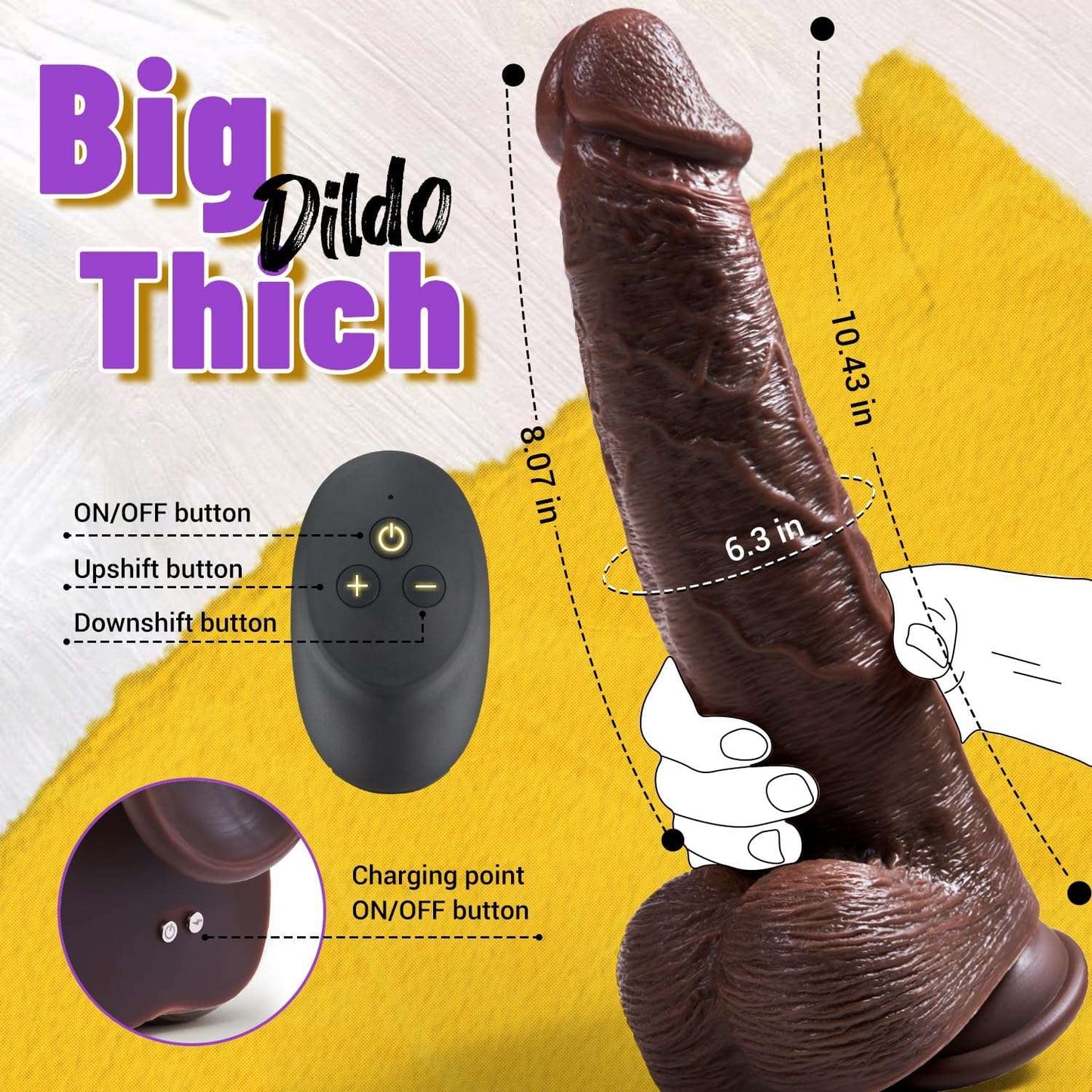 RadianceRod Huge Remote Control Thrusting Dildo Vibrator_SinfulX_premium_sex_toys