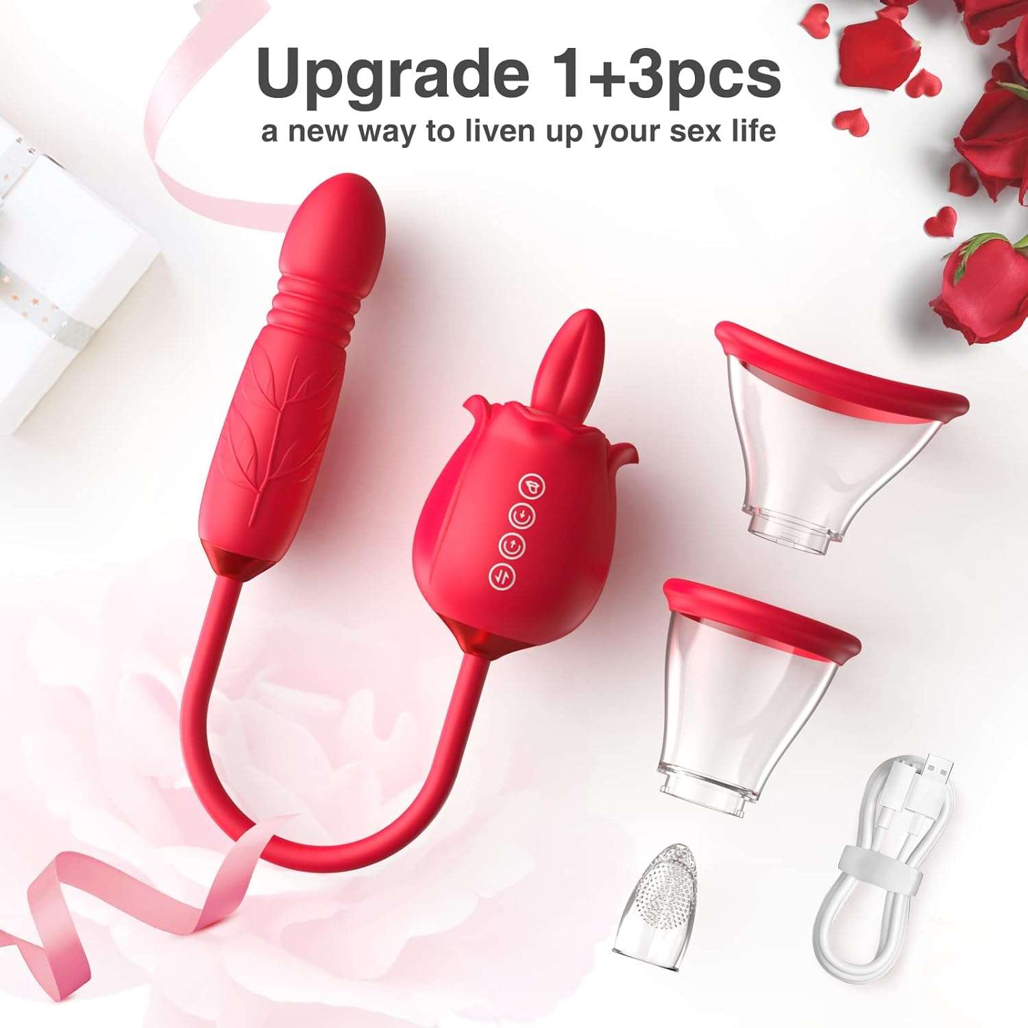 RoseBloom Clit Suction Dildo Vibrator - SinfulX