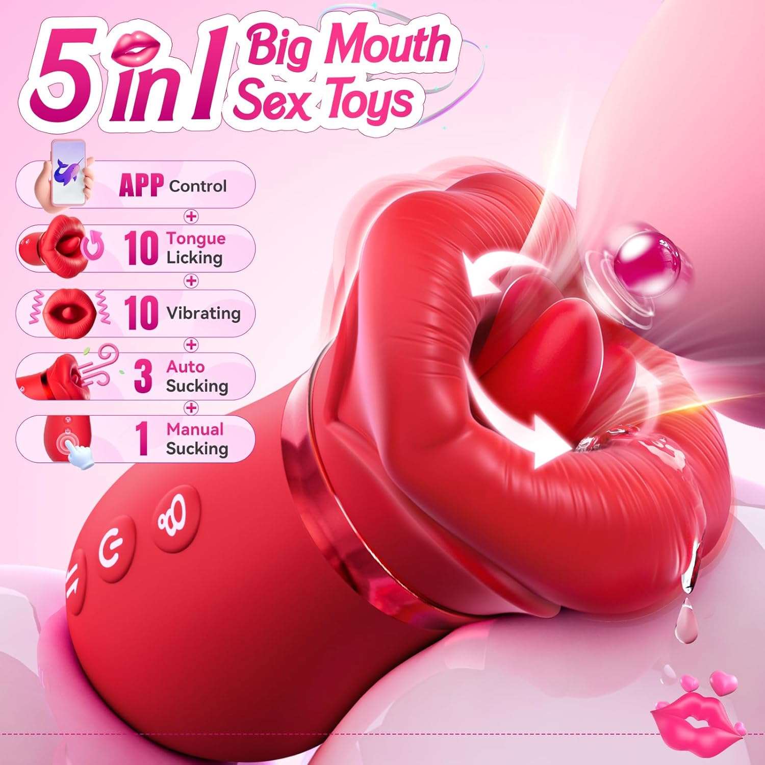 RoseLick App Control Rotating Tongue Clit Stimulator - SinfulX