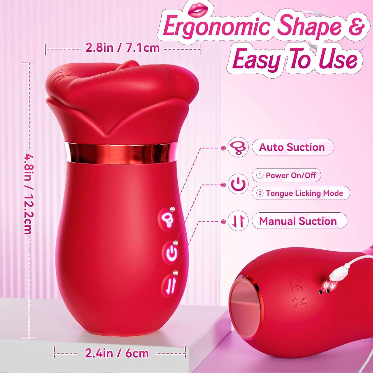 RoseLick App Control Rotating Tongue Clit Stimulator - SinfulX