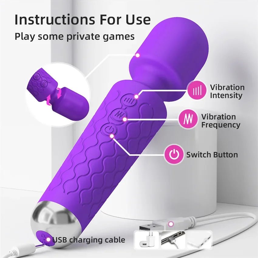FlexiWave 20 Mode Wand Vibrator - SinfulX - Personal Care > Sexual Wellness > Wand Vibrator
