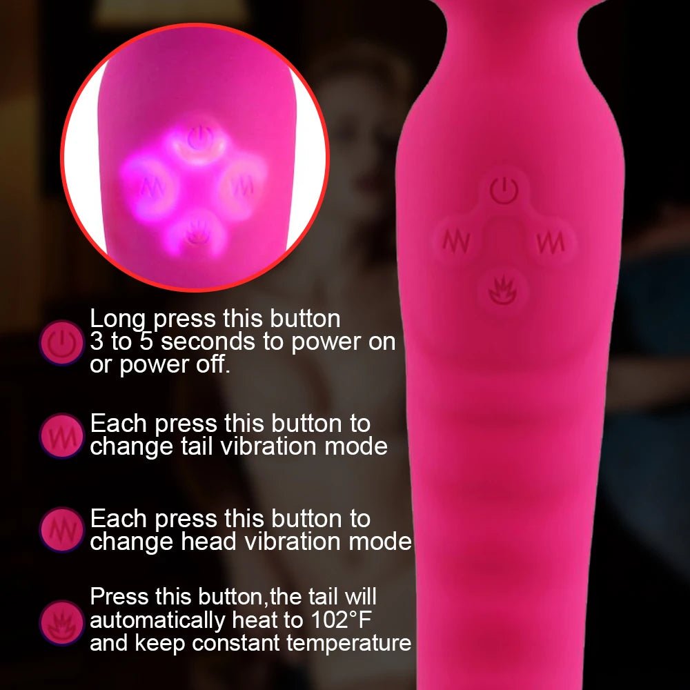 VeloraIgnite Heated Dual Head Wand Vibrator - SinfulX - Personal Care > Sexual Wellness > Wand Vibrator