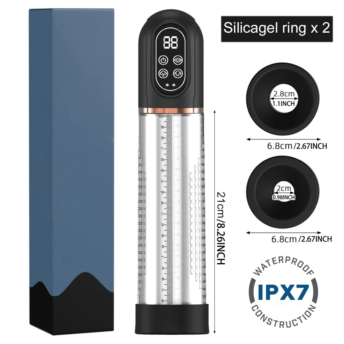 HydroForce IPX7 Waterproof Electric Penis Pump - SinfulX - Personal Care > Sexual Wellness > Penis Pump