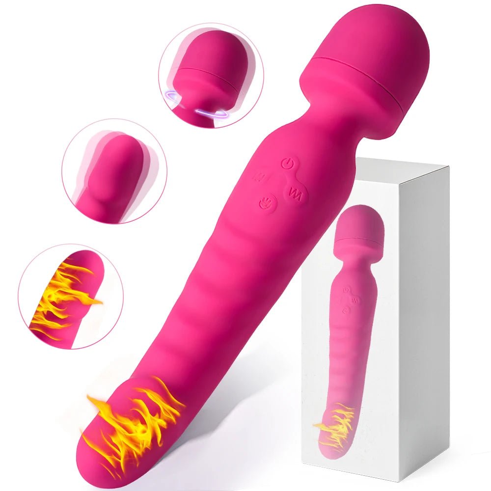 HeatFlex Heated Dual Head Wand Vibrator - SinfulX - Personal Care > Sexual Wellness > Wand Vibrator