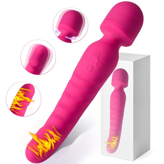 HeatFlex Heated Dual Head Wand Vibrator - SinfulX - Personal Care > Sexual Wellness > Wand Vibrator