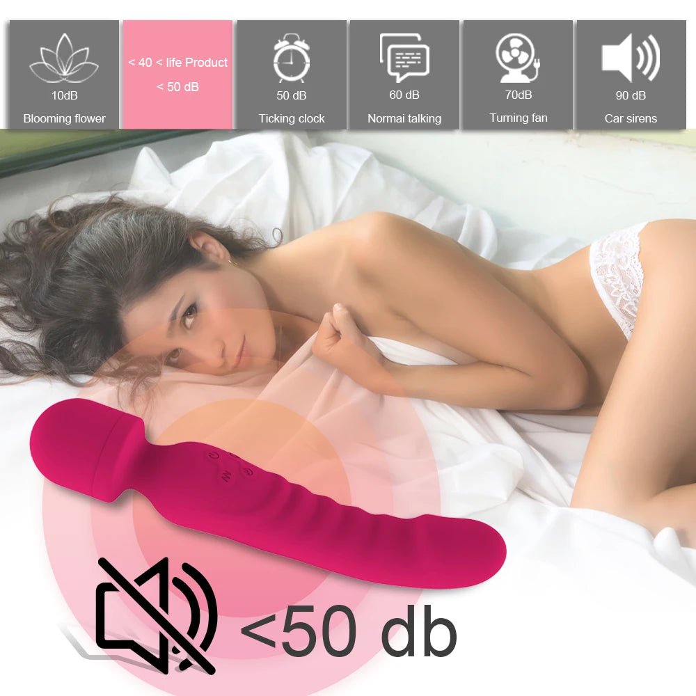 VeloraIgnite Heated Dual Head Wand Vibrator - SinfulX - Personal Care > Sexual Wellness > Wand Vibrator