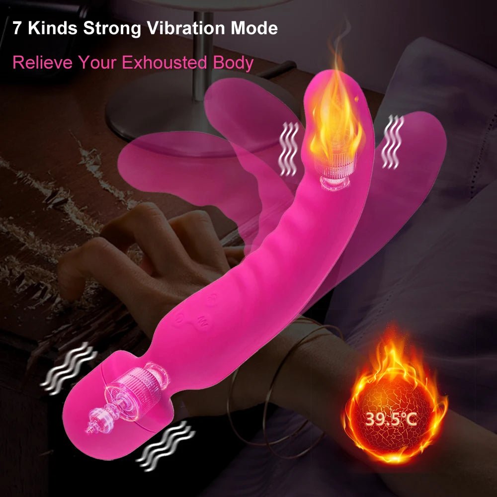 VeloraIgnite Heated Dual Head Wand Vibrator - SinfulX - Personal Care > Sexual Wellness > Wand Vibrator