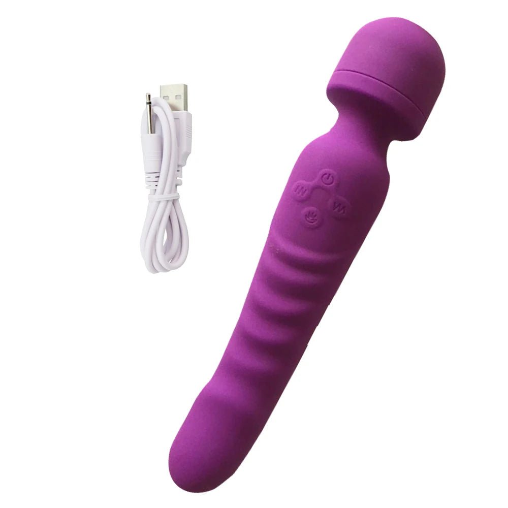VeloraIgnite Heated Dual Head Wand Vibrator - SinfulX - Personal Care > Sexual Wellness > Wand Vibrator