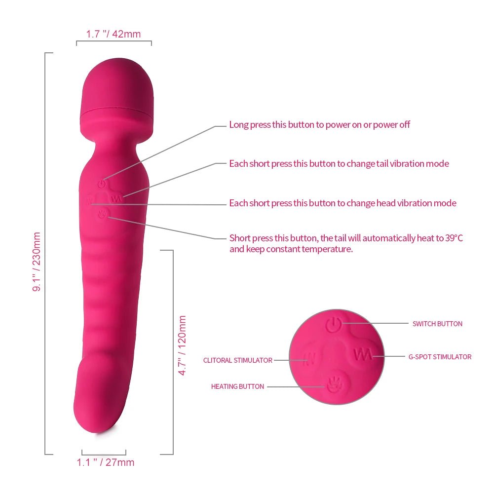 IgniteFlex Heated Dual Head Wand Vibrator - SinfulX - Personal Care > Sexual Wellness > Wand Vibrator