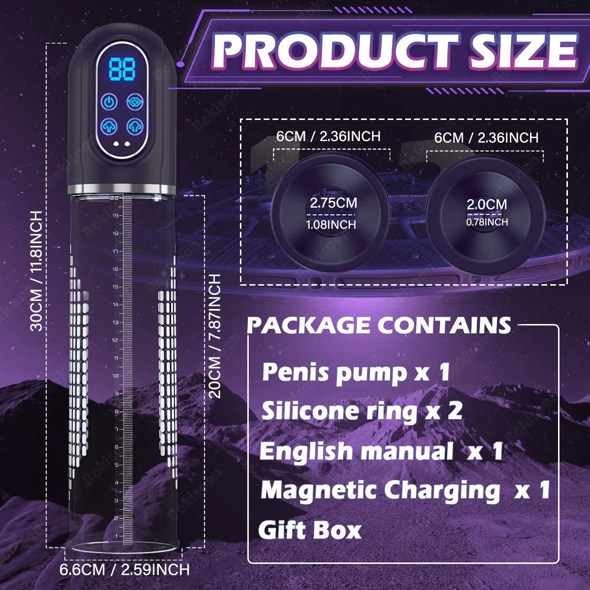 HydroForce IPX7 Waterproof Electric Penis Pump - SinfulX - Personal Care > Sexual Wellness > Penis Pump
