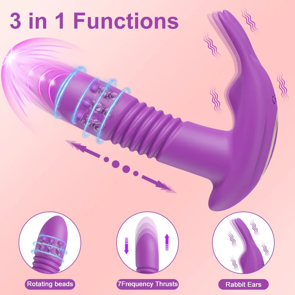 SyncThrust App Control Thrusting Rabbit Vibrator - SinfulX - Personal Care > Sexual Wellness > Rabbit Vibrator