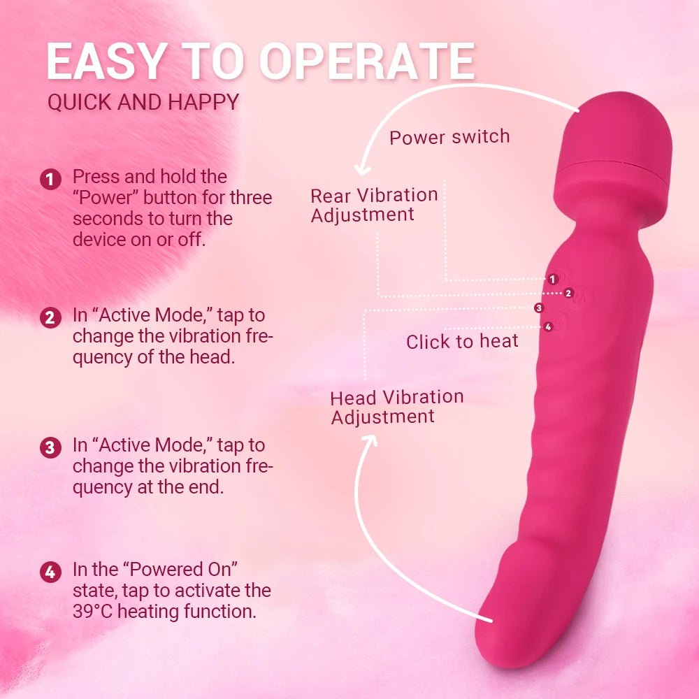 HeatFlex Heated Dual Head Wand Vibrator - SinfulX - Personal Care > Sexual Wellness > Wand Vibrator