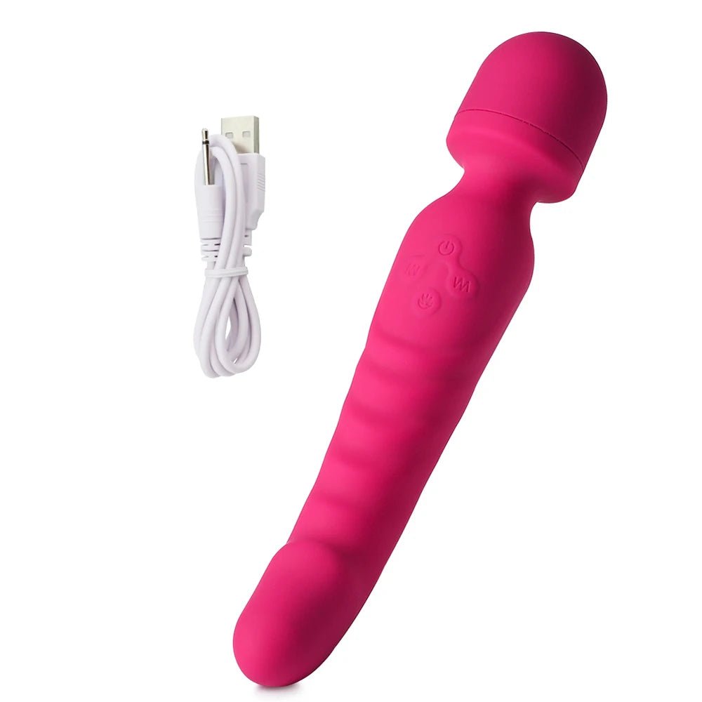 VeloraIgnite Heated Dual Head Wand Vibrator - SinfulX - Personal Care > Sexual Wellness > Wand Vibrator
