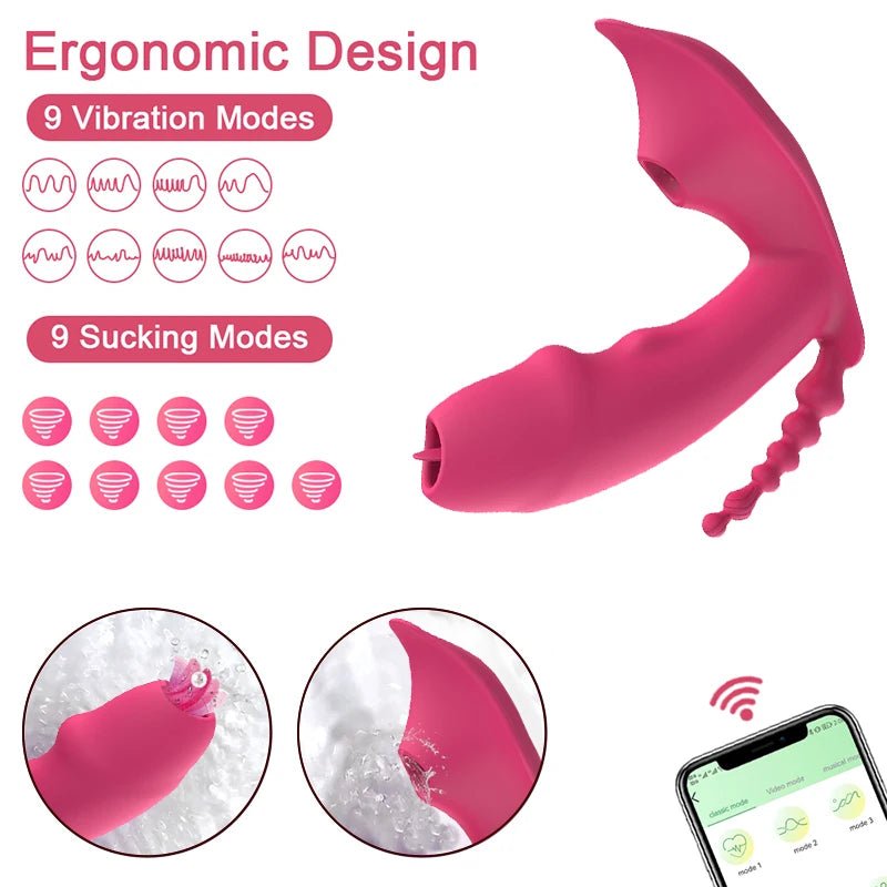 3 - in - 1 Bluetooth APP Controlled Dildo Vibrator with Heating & Vacuum Suction | Vagina, Clitoris Stimulator | Female Masturbator Sex Toy for Women - SinfulX - 