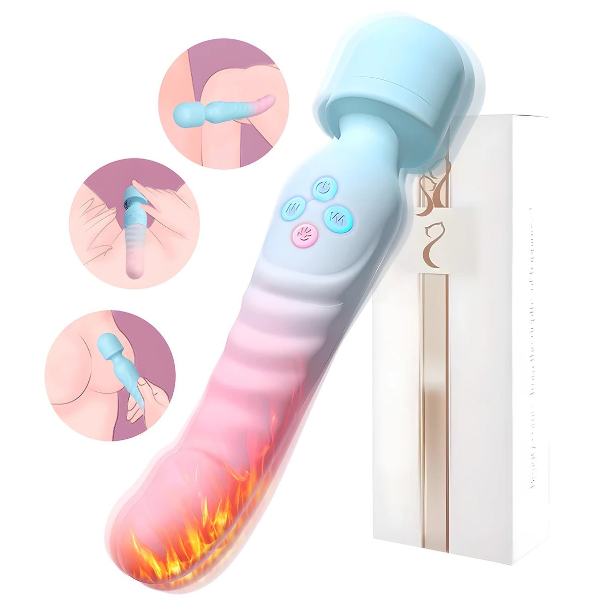 VeloraIgnite Heated Dual Head Wand Vibrator - SinfulX - Personal Care > Sexual Wellness > Wand Vibrator