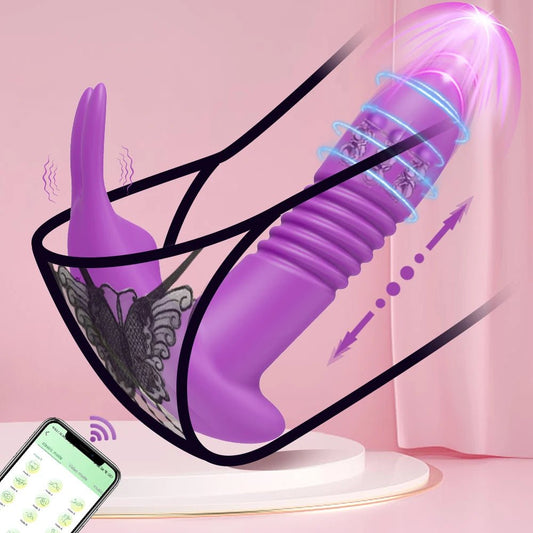 SyncThrust App Control Thrusting Rabbit Vibrator - SinfulX - Personal Care > Sexual Wellness > Rabbit Vibrator