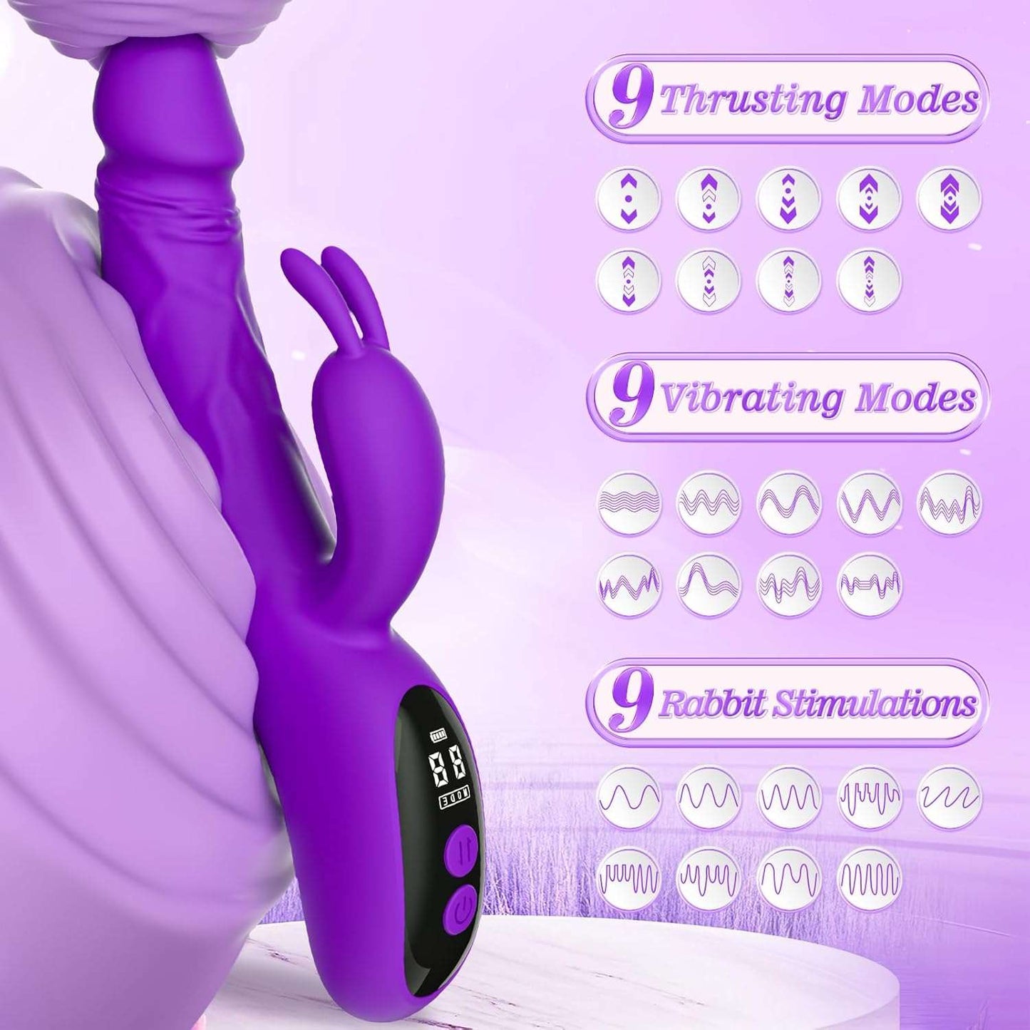 SeductiveCharm Thrusting Rabbit Dildo Vibrator - SinfulX