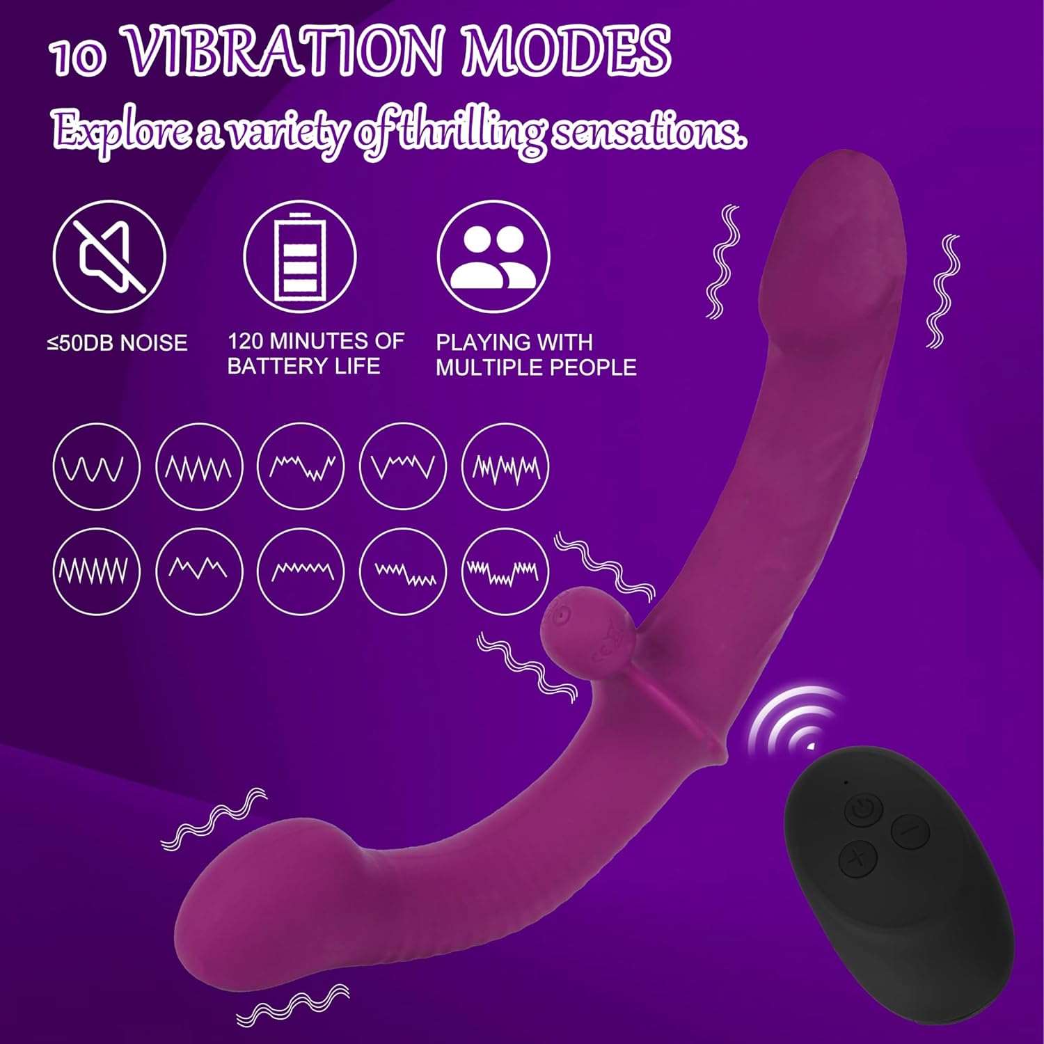 SymphonyVibe Dual Ended Remote Control Dildo Vibrator_SinfulX_premium_sex_toys