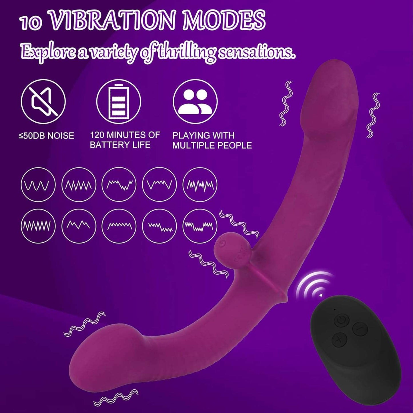 SymphonyVibe Dual Ended Remote Control Dildo Vibrator - SinfulX