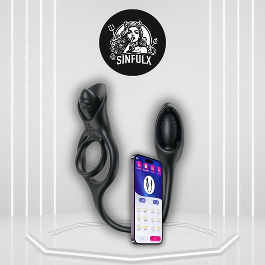 SyncDominusX Prostate Massager Cock Ring 9 Modes Silicone - SinfulX - Personal Care > Sexual Wellness > Prostate Massager Cock Ring