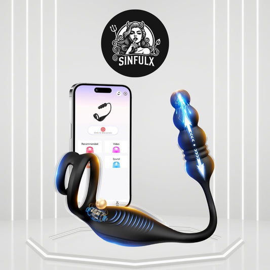 SyncThrustX Prostate Massager Cock Ring 10 Modes Thrusting - SinfulX - Personal Care > Sexual Wellness > Prostate Massager Cock Ring
