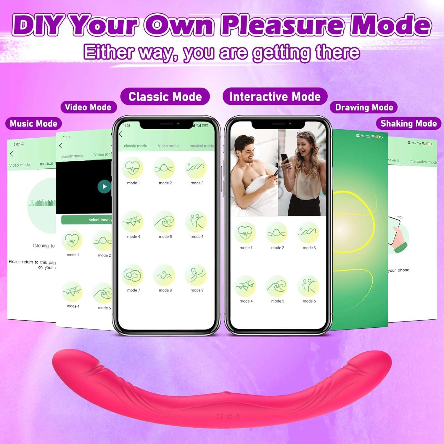TwinTease 9 Vibrations Dual Dildo Vibrator - SinfulX