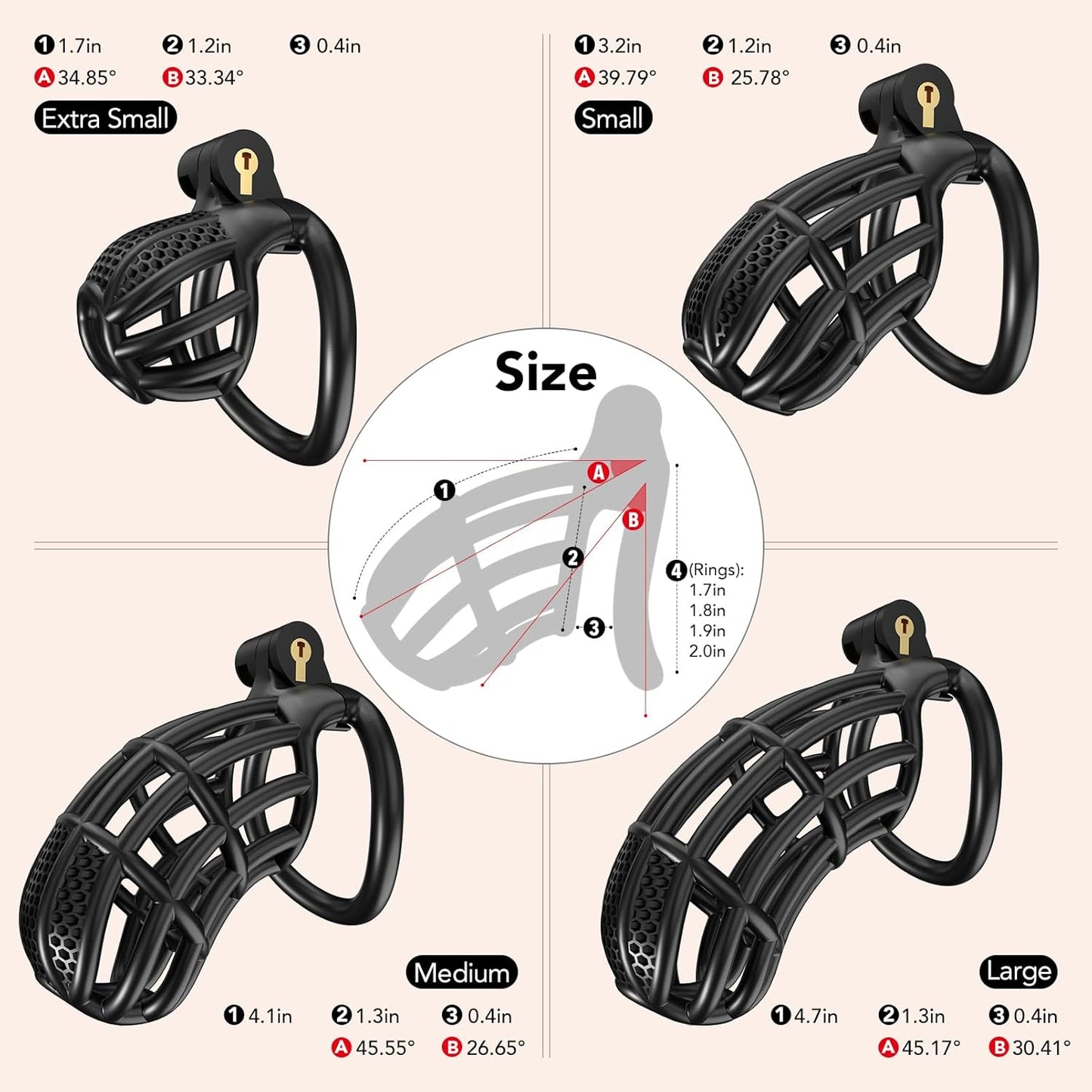Versatile Multi - Size Male Chastity Cage for BDSM - SinfulX