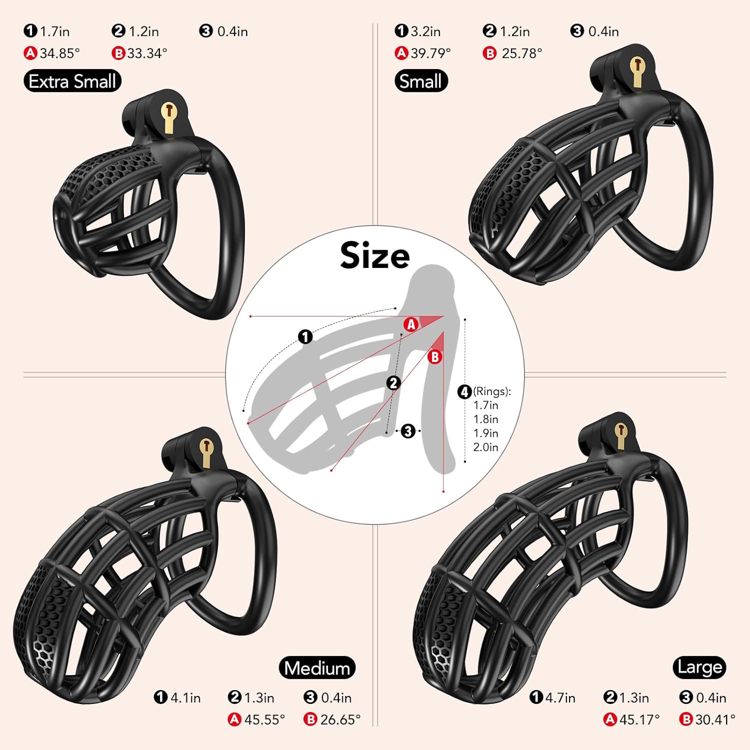 Versatile Multi - Size Male Chastity Cage for BDSM - SinfulX